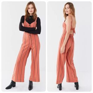 Urban Outfitters UO Ashley Buttoned Tie-Back Jumpsuit in Orange